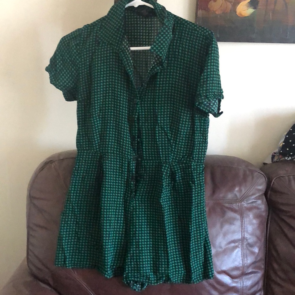 Green and black romper